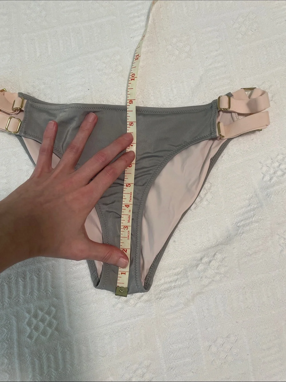 🖤5/$25 New Hot as Hell Gray Blush pink Bikini Bottom gold Double Side Straps